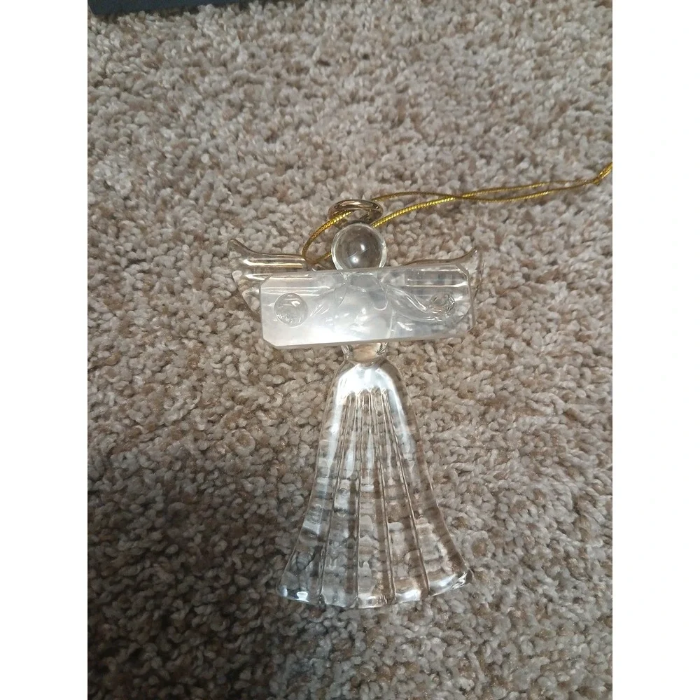 CLEAR Christmas Angel‎ with name plate Hangs on Tree 4